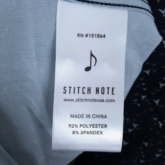 Stitch Note Mens Button Down Shirt XL Black 134A - Picture 3 of 5